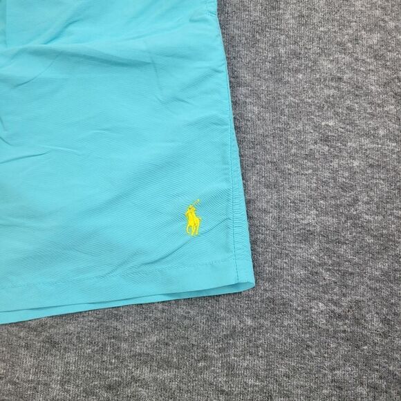 Polo Ralph Lauren Blue Yellow Pony Swim Trunks Mens Size XL Short - Picture 9 of 10